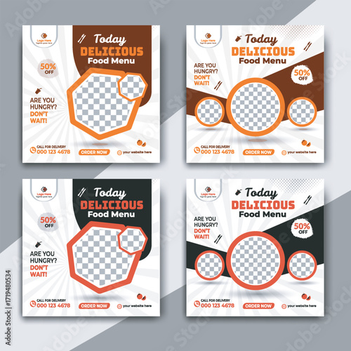 Delicious food menu social media post templates for restaurants cafes and food businesses