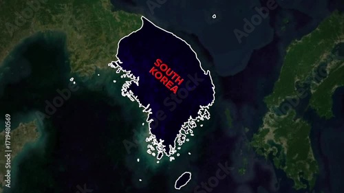 Satellite view of South Korea at night