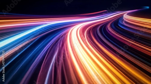 Abstract Light Streaks Blue and Orange on Dark Background Dynamic Motion and Energy Concept Light Painting Photography Long Exposure