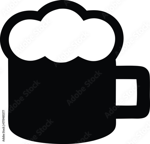 Iconic silhouette of a frothy beer mug simple graphic design for beverage and pub themes