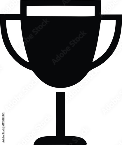 Simple black silhouette of a trophy cup celebrating victory achievement and winning an award best performance success