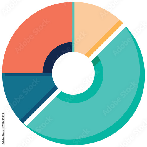 Modern abstract geometric circle segment with vibrant color palette and clean lines