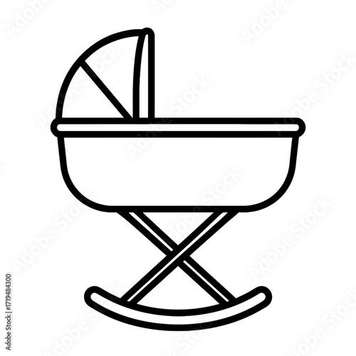 Baby Bassinet with Hood Line Art Vector Icon