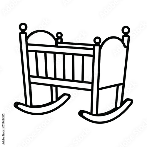 Baby Cradle Rocking Bassinet Line Art Vector Icon