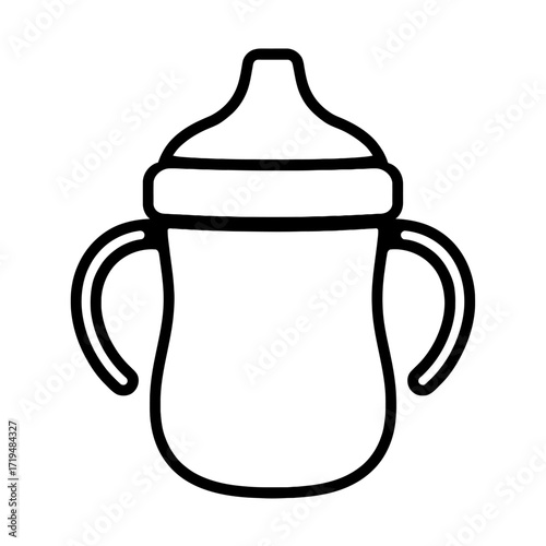 Sippy Cup or Baby Bottle with Handles Vector Icon