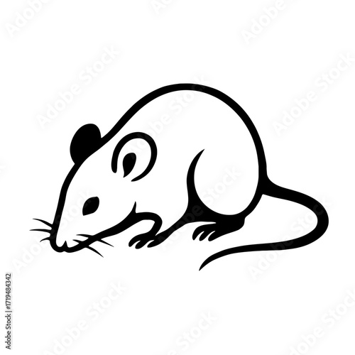 Crouching Mouse Line Art Vector Icon - Small Rodent Illustration