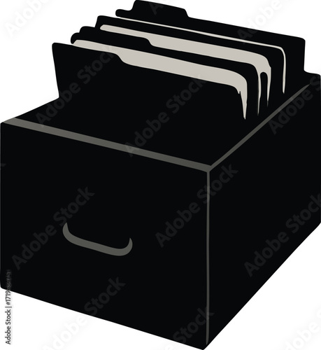 Black File Cabinet with Folders