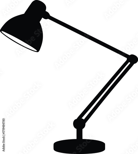 Simple Black Silhouette Desk Lamp Icon