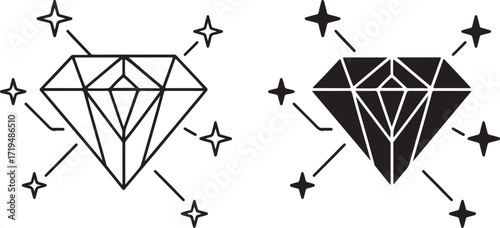 Geometric Diamond with Sparkles Icon