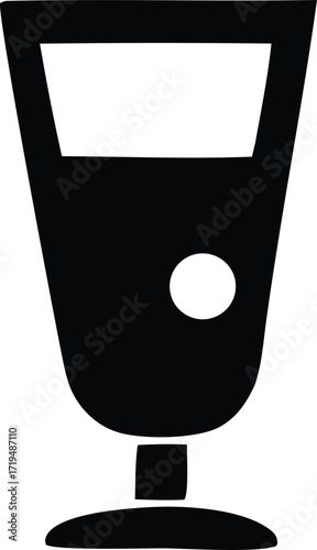 Bold black silhouette of a stemmed glass with a single bubble for refreshments or celebration drinks