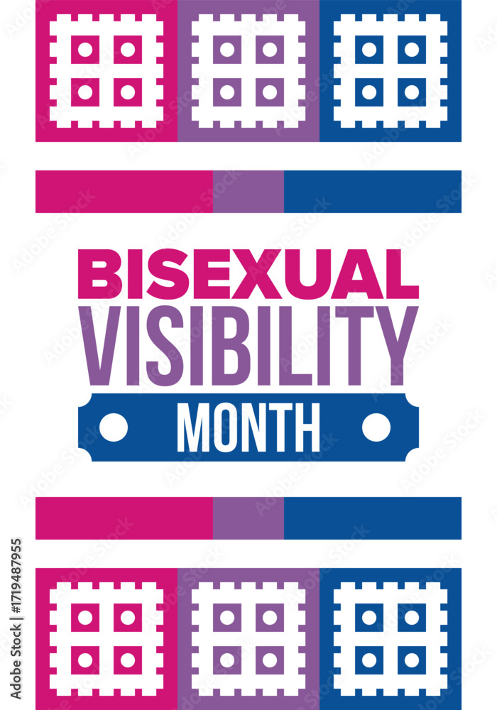 Obraz premium Bisexual Visibility Month. Celebrate Bisexuality Day. Bisexual Pride and Bi Visibility Day. Bisexual flag. Coming out. Celebrated annual in September. Festival and parade. Poster. Vector illustration