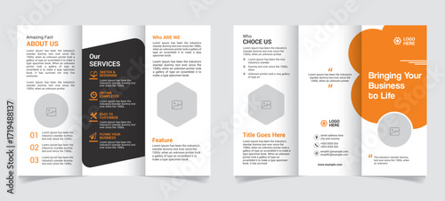 Modern business trifold brochure design with options, vectors, and web elements for a clean and professional template layout