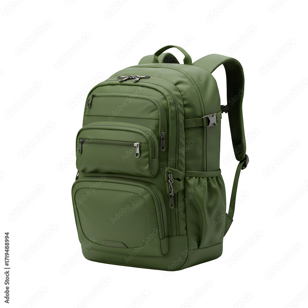 Naklejka premium Olive Green Backpack, isolated on transparent background