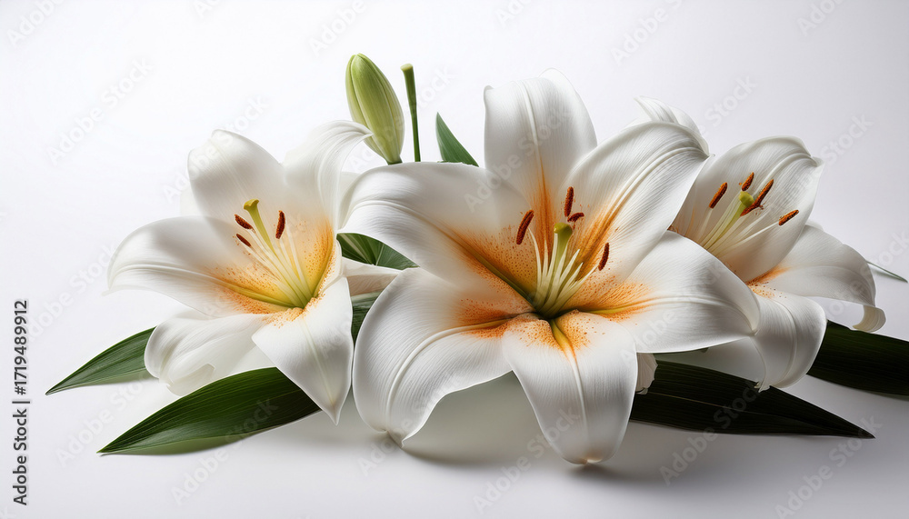 Naklejka premium Lily Lilium White Background