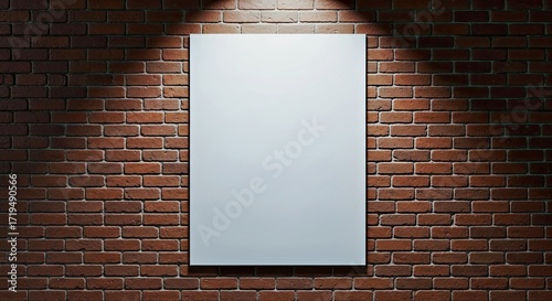 A Poster Mockup on a Brick Wall with Dramatic Spotlighting