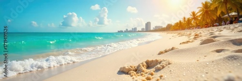 Glistening Miami Beach Sand Warm Sun, Fine Grains, Perfect Vacation Background