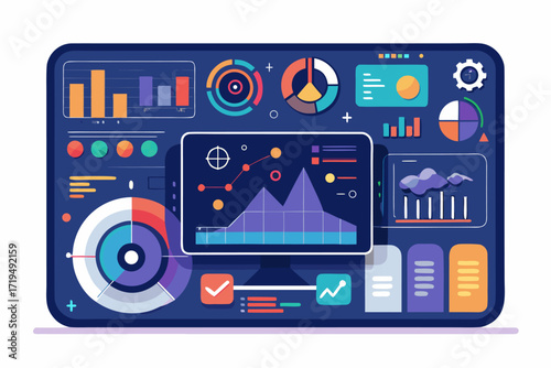 Modern digital workspace showing artificial intelligence technology with holographic data analytics and virtual dashboards. A professional working on a laptop surrounded by futuristic AI visualization