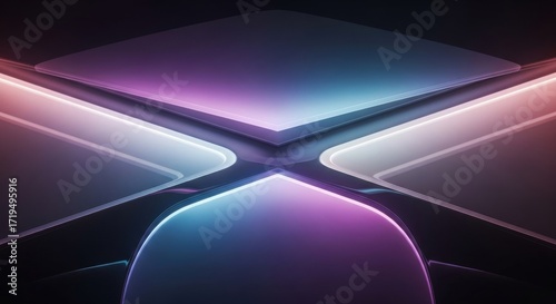 Abstract Geometric Shapes with Gradient Colors and Lines.