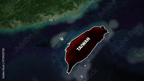 Satellite view of Taiwan island at night
