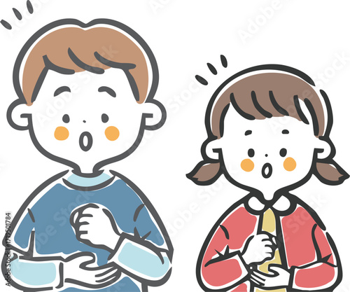 納得理解する男の子と女の子　上半身　ベクター
