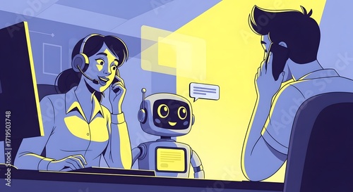 customer service ai assistant aiding human agent with customer support enhancing efficiency in a tech support setting improving customer experience