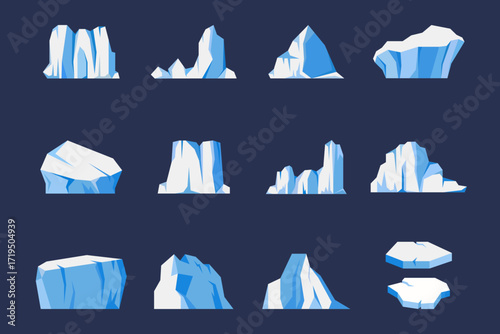 Iceberg Vector Set – Arctic Frozen Glacier Rock and Polar Ice Illustration Pack