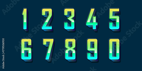 Numbers 3d art 3d Digits Gaming style colorful numbers