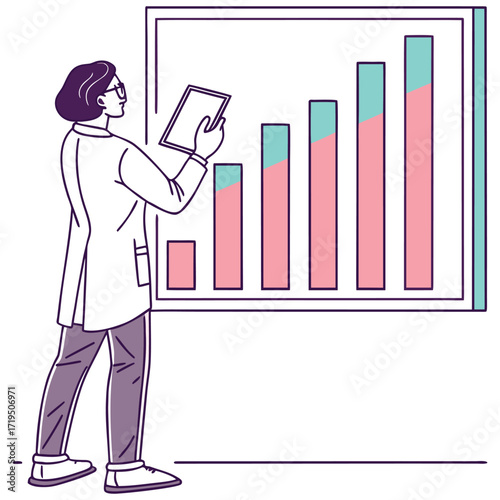 Clean vector illustration of a modern bar chart with distinct colored blocks and a white background perfect for data visualization