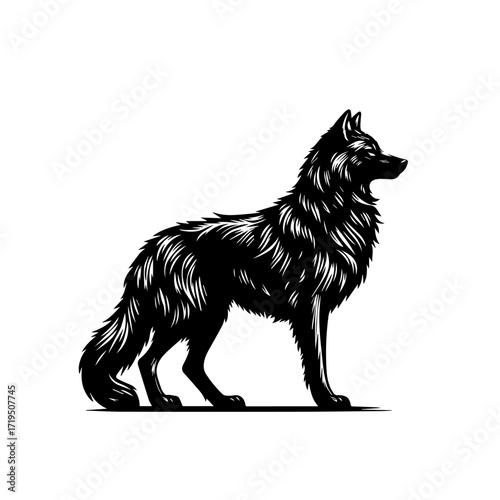 Howling Wolf Vector Illustration – Wild Predator Silhouette