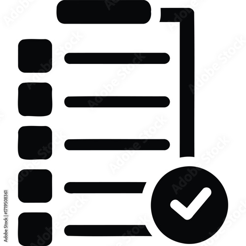 A checklist icon with multiple items and a checkmark indicating completion of the task list icon silhouette