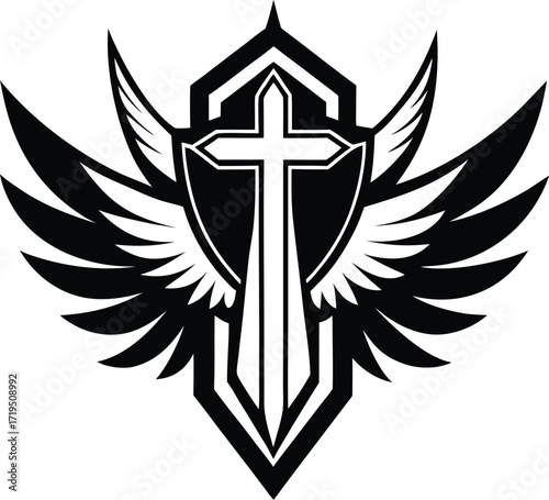 Adobe Illustrator Artwork Holy communion on white table in church.Taking holy Communion.Cup of glass with red grape wine and Holy cross sign of blood of Jesus Christ.The Feast of Corpus Christi Concep