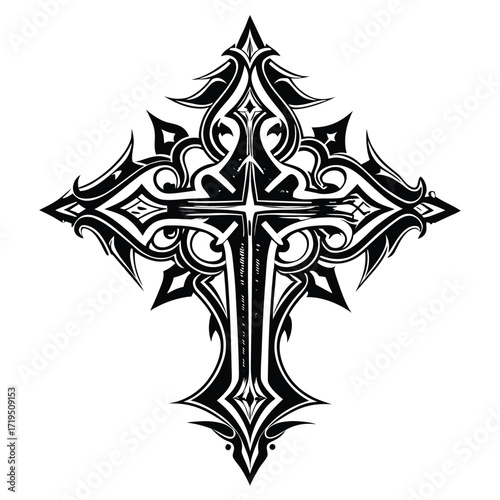 Adobe Illustrator Artwork Holy communion on white table in church.Taking holy Communion.Cup of glass with red grape wine and Holy cross sign of blood of Jesus Christ.The Feast of Corpus Christi Concep
