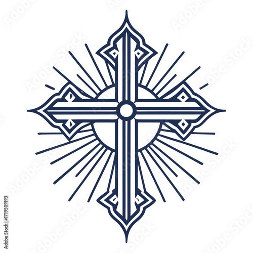 Adobe Illustrator Artwork Holy communion on white table in church.Taking holy Communion.Cup of glass with red grape wine and Holy cross sign of blood of Jesus Christ.The Feast of Corpus Christi Concep