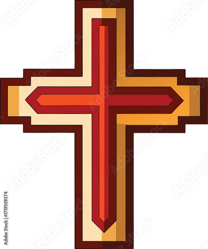 Adobe Illustrator Artwork Holy communion on white table in church.Taking holy Communion.Cup of glass with red grape wine and Holy cross sign of blood of Jesus Christ.The Feast of Corpus Christi Concep