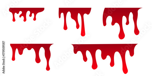 Red Dripping Paint  Graphic Design Elements Set