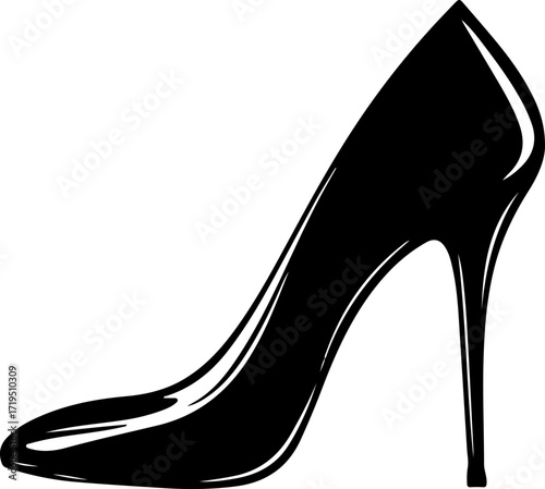 high heel shoe silhouette vector illustration