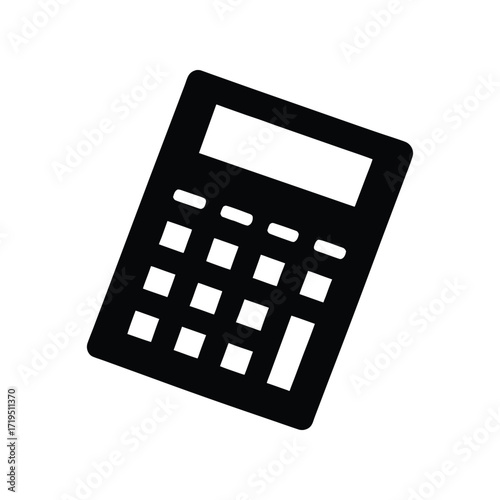 Clean black calculator icon embodying essential mathematical functions, financial analysis, and efficient data management for professional and personal computational tasks