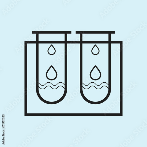 Medical test tubes, beakers, and laboratory equipment line art vector.