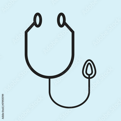 Medical Instrument stethoscope, medical equipment, and healthcare line art design.
