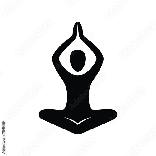 Silhouette of a person in a yoga pose, ideal for wellness, meditation, or spiritual practice, simple, vector illustration, fitness