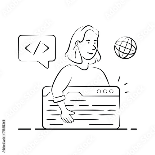 Creatively crafted amazing illustration of website development, ready to use vector