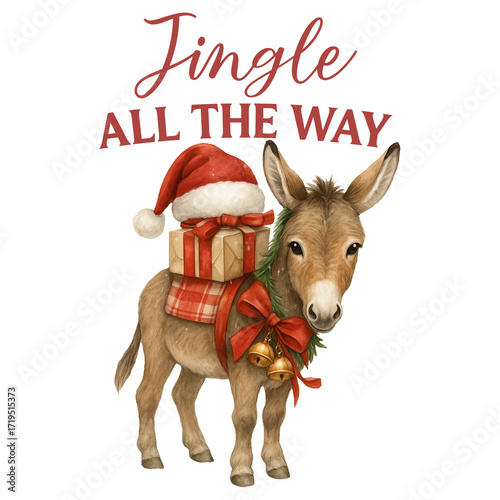 Jingle All the Way - Christmas Farm T-Shirt, Farmhouse Clipart, Holiday Farm Animal Shirt, Farm Life, Trendy xmas saying, funny Christmas animal Graphic
