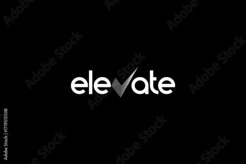 Elevate Modern Text logo design inspiration.	
