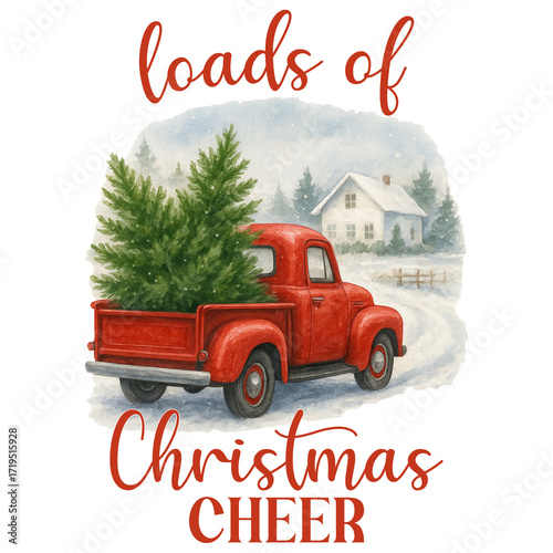 Loads of Christmas Cheer - Christmas Farm T-Shirt, Farmhouse Clipart, Holiday Farm Animal Shirt, Farm Life, Trendy xmas saying, funny Christmas animal Graphic
