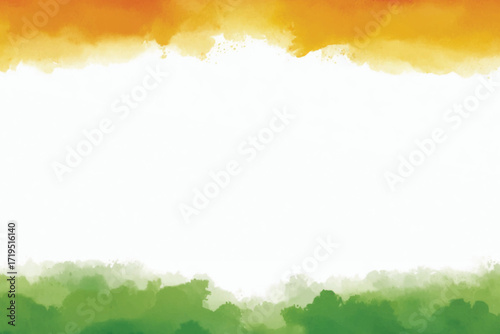 Indian orange green watercolor celebration greeting social media banner 26 january design with print or hand-drawn poster  design vector file