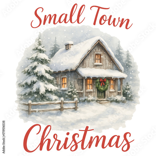 Small Town Christmas - Christmas Farm T-Shirt, Farmhouse Clipart, Holiday Farm Animal Shirt, Farm Life, Trendy xmas saying, funny Christmas animal Graphic
