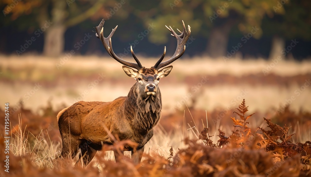 Obraz premium Majestic stag in autumnal landscape