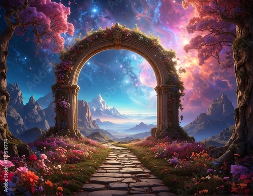 Magical archway to a starry sky