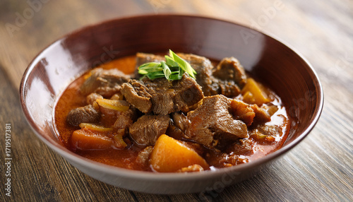Indonesian Spiced Beef Stew Semur Daging Closeup In The Bowl On The Table Vertical
