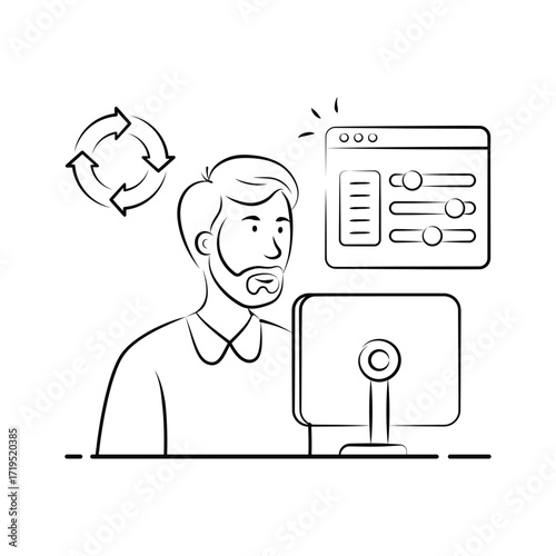 Website Optimization Illustration with Developer and Speed Performance Tools